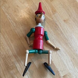 Classic Wooden Pinocchio Doll- Red and Green